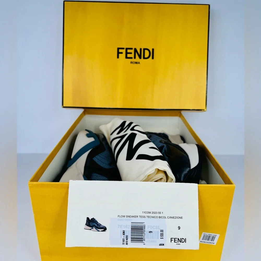 FENDI Flow FF Nylon Transparent Mix Media Logo Sneakers  UK 9 - US 10 - EU 43